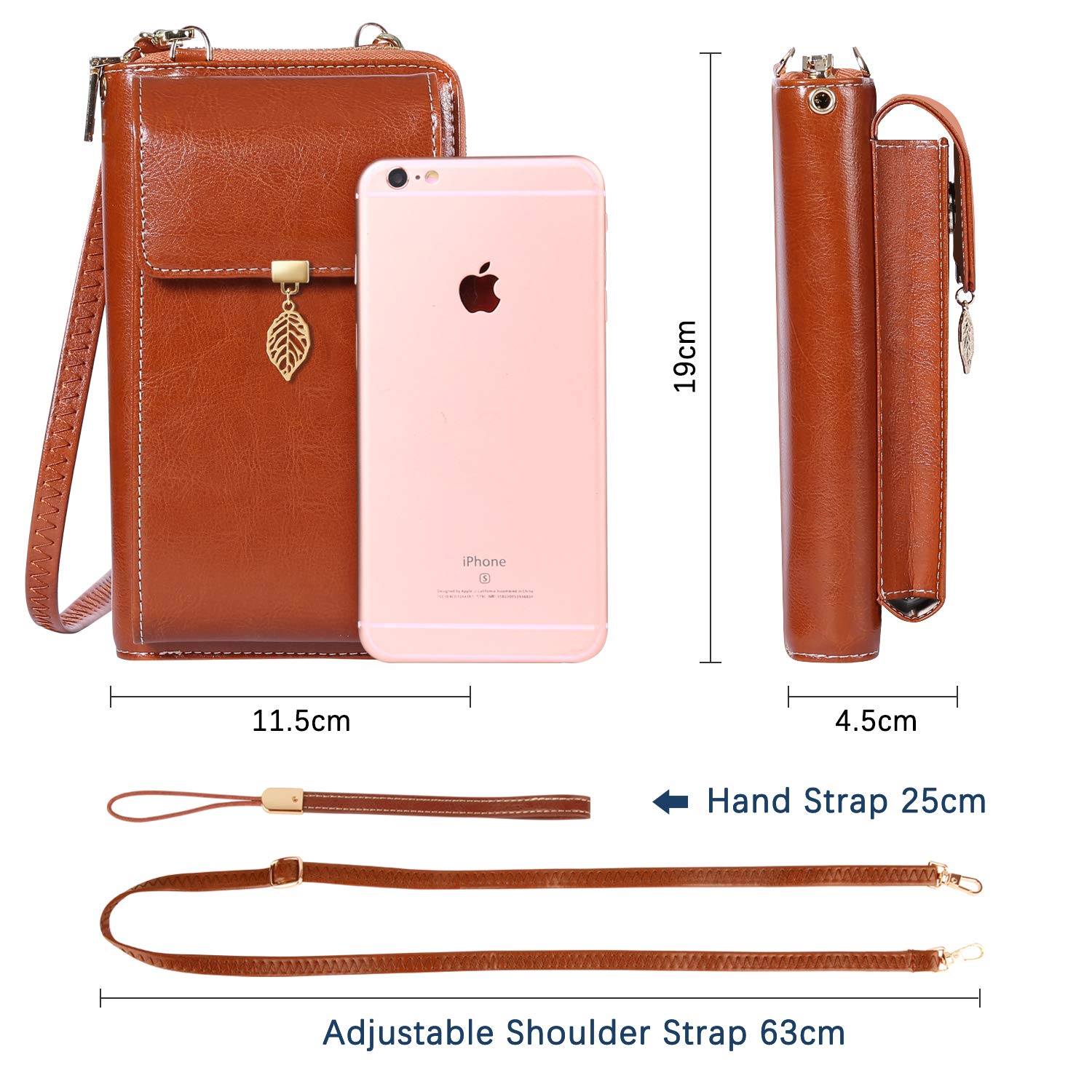 HUANLANG Women's Leather Crossbody Phone Bag - Small Cell Phone Purse Wallet for iPhone & Samsung - Perfect for Travel, Shopping & Everyday Use