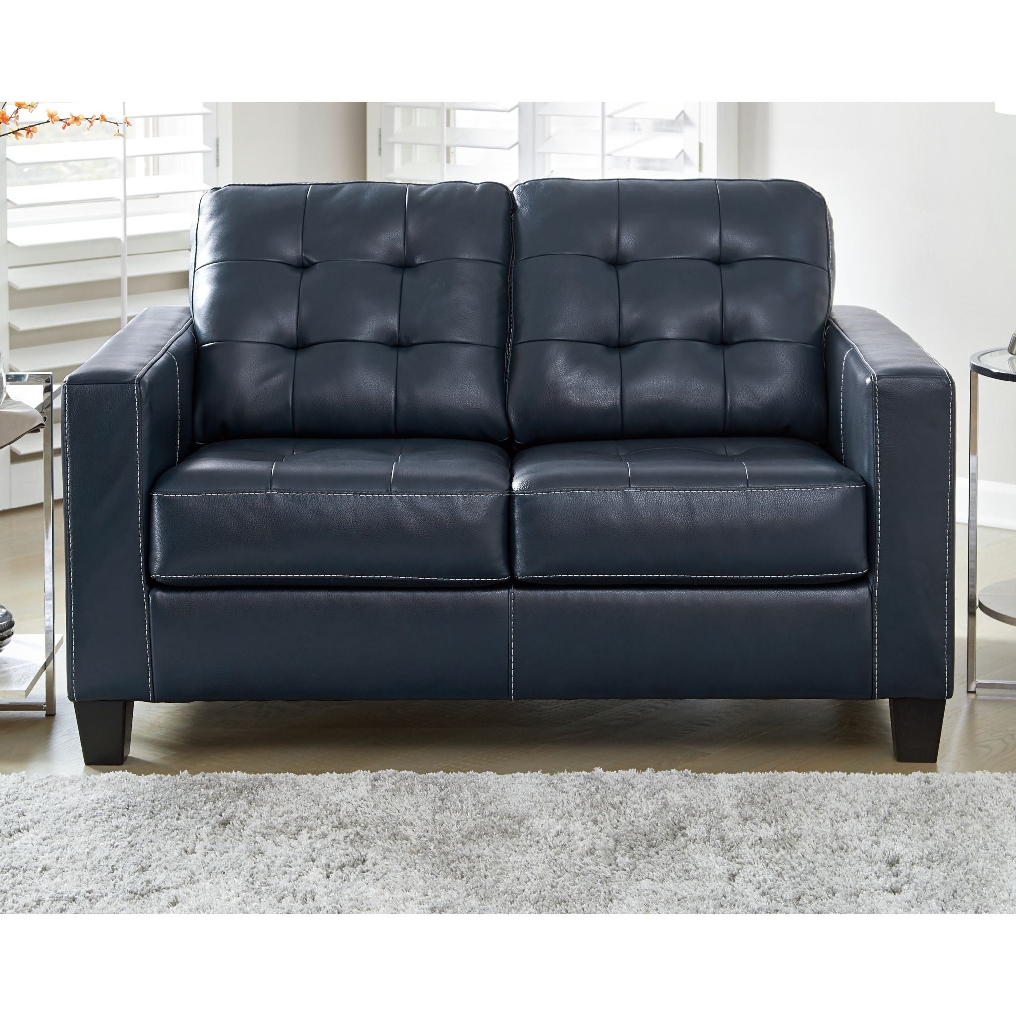 Altonbury Loveseat Sofa in Blue - Modern Two-Seater Couch for Living Room, Apartment, or Office