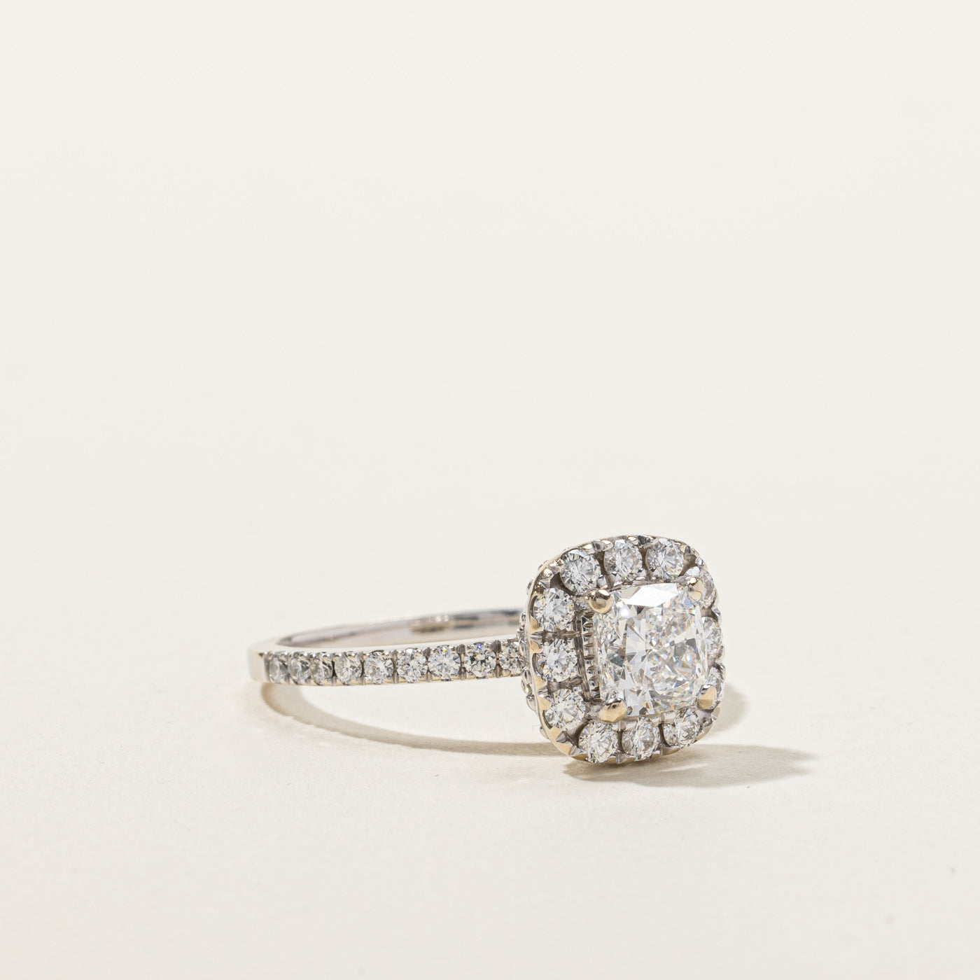 GIA Certified 1.73ctw Cushion Cut Diamond Halo Engagement Ring - SI1 Clarity, E Color, Size 8 | Elegant Wedding Proposal Jewelry for Brides & Anniversary Gifts