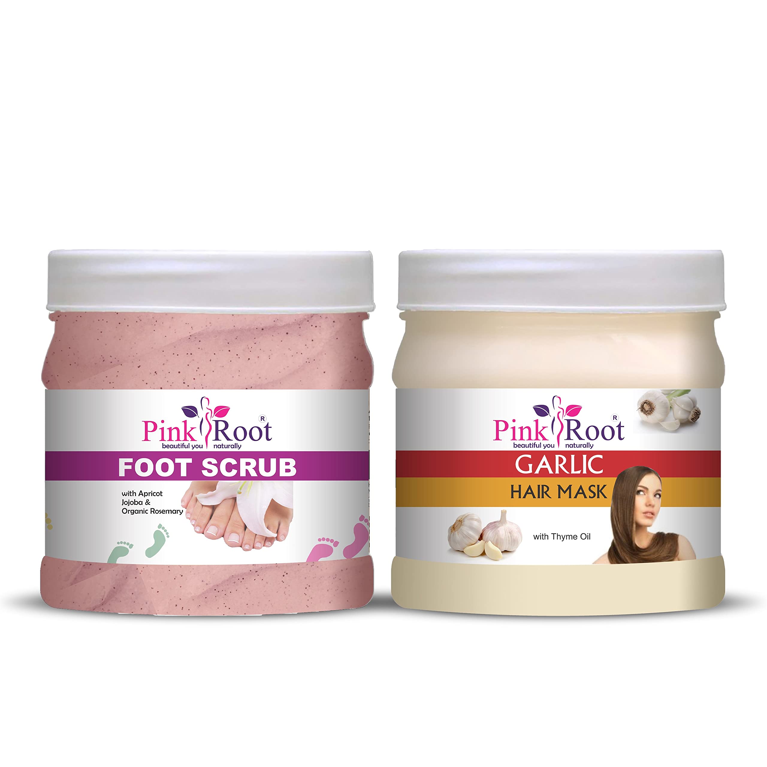 Pink Root & Garlic Hair Mask Combo - 500gm Foot Scrub & 500gm Hair Treatment for Soft Skin & Strong Hair | Perfect for Spa Day & At-Home Beauty Routine