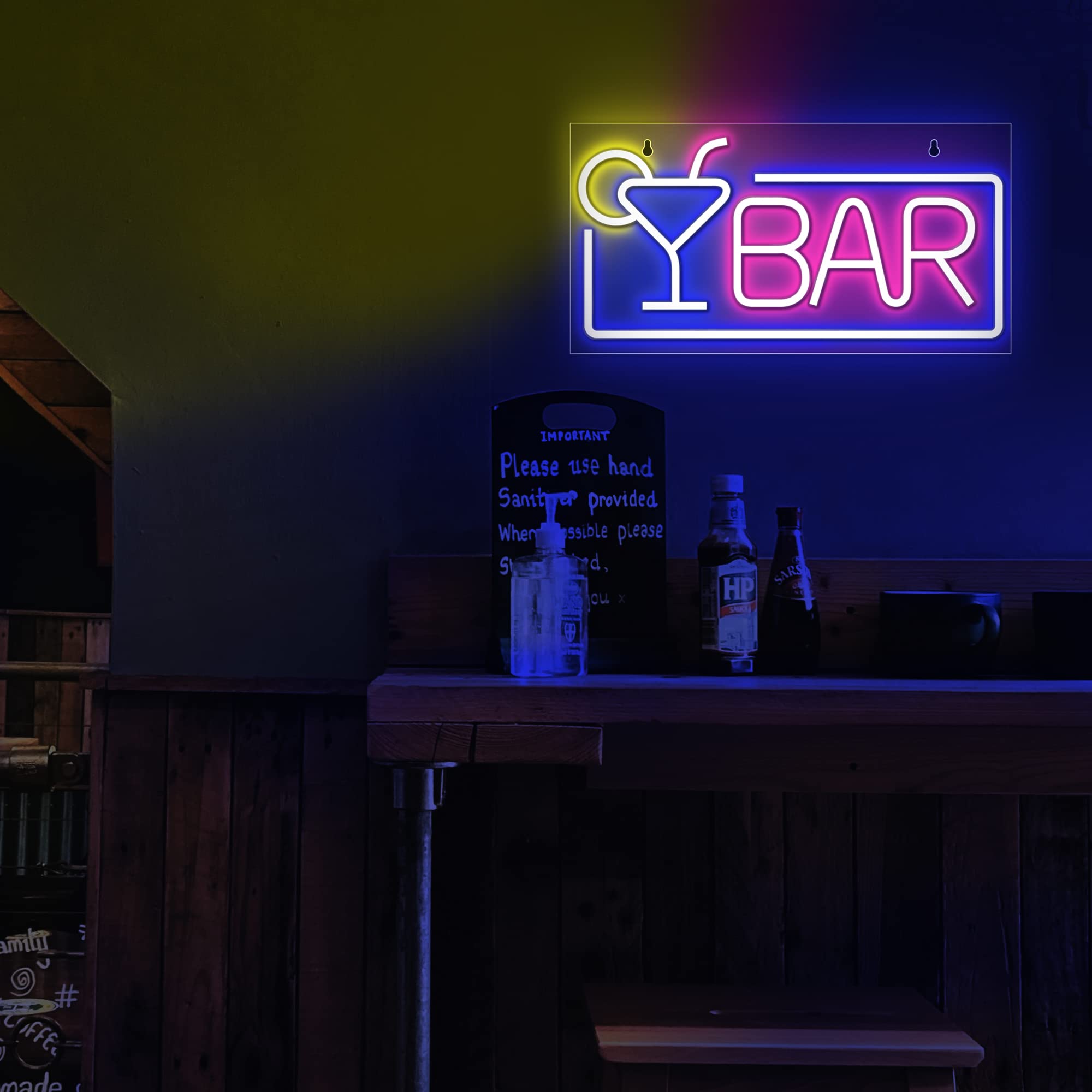 Lumoonosity Premium Acrylic LED Neon Bar Signs - 16.5x8.7 Inch Cocktail Glass Wall Decor for Home Bars, Pubs & Parties - Durable Business Neon Lights for Restaurants, Nightclubs & Man Caves (Perfect for Birthday Decorations & Themed Events)