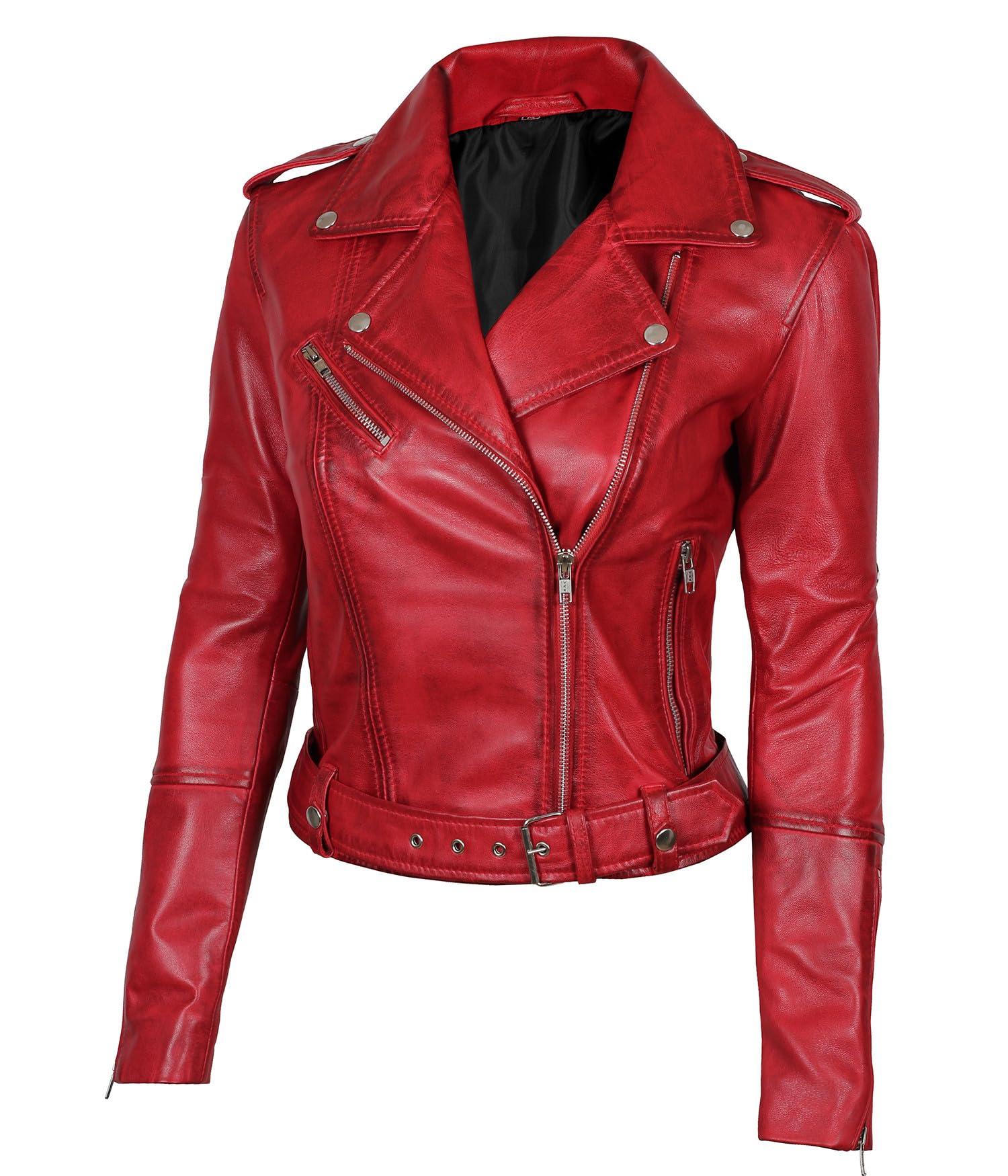 Decrum Women's Asymmetrical Motorcycle Leather Jacket – Stylish Biker Jacket for Women | Perfect for Riding, Night Out & Fashion Statement