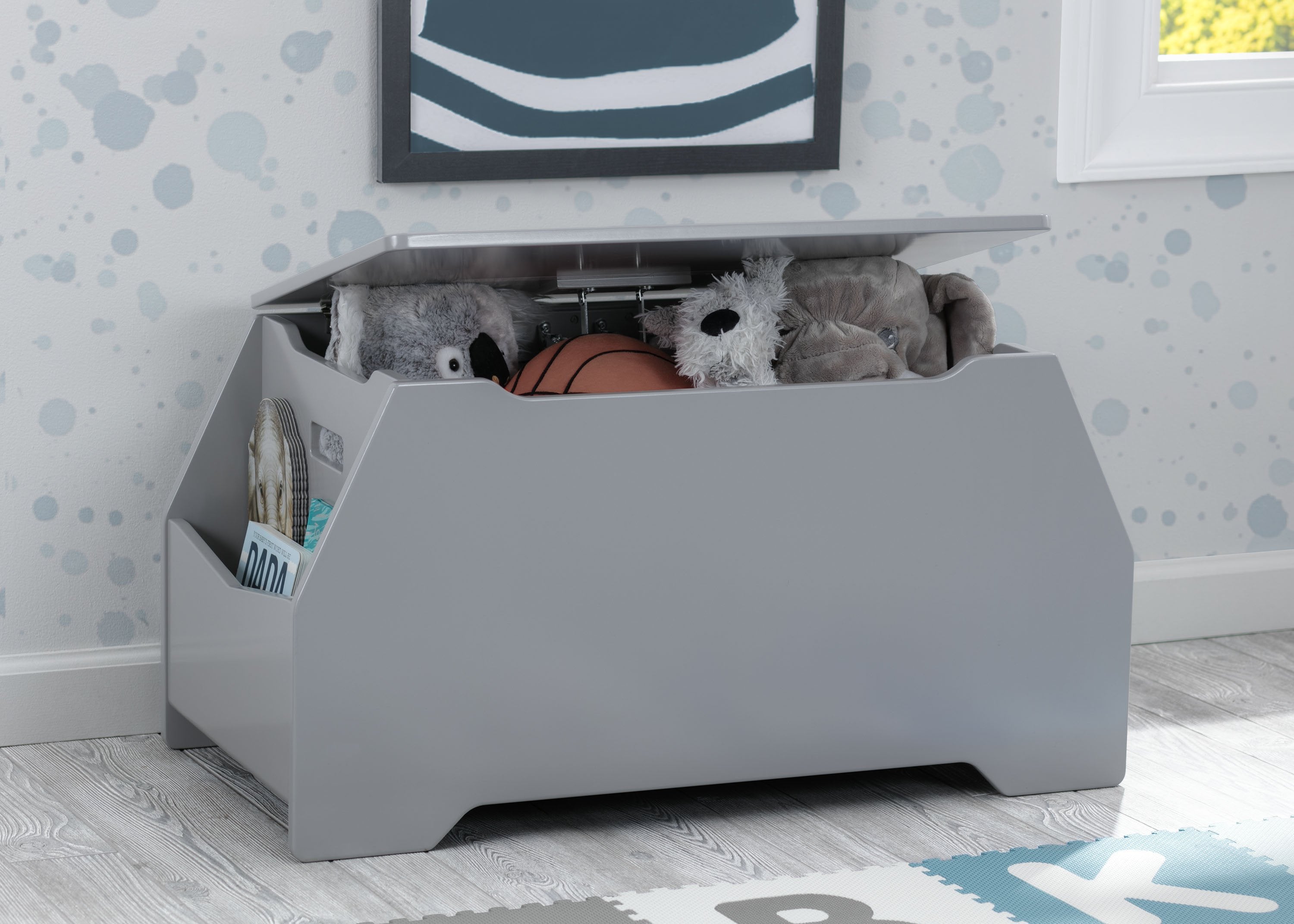 Signature Wooden Toy Box with Book Storage - Kids Room Organization & Nursery Decor for Toys, Books, and Playroom Essentials