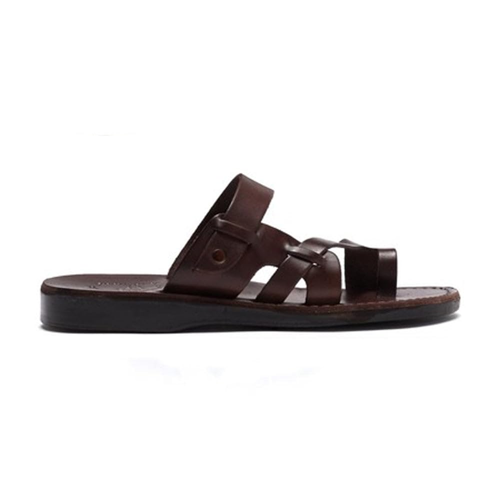 Jabin Men's Leather Toe Loop Sandals - Comfortable & Stylish Summer Footwear for Beach, Pool, and Casual Outings