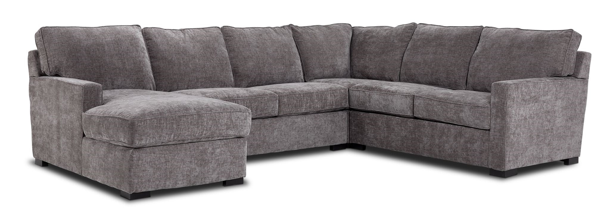 Charlotte 4-Piece Sectional Sofa with Left-Facing Chaise in Pewter - Perfect for Living Room, Family Room & Home Theater Seating