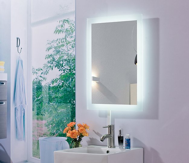 Ketcham LUM 2 Luminous Series LED Bathroom Mirror - Surface Mounted Vanity Mirror with Adjustable Brightness for Makeup & Shaving - Perfect for Modern Bathrooms & Bedrooms