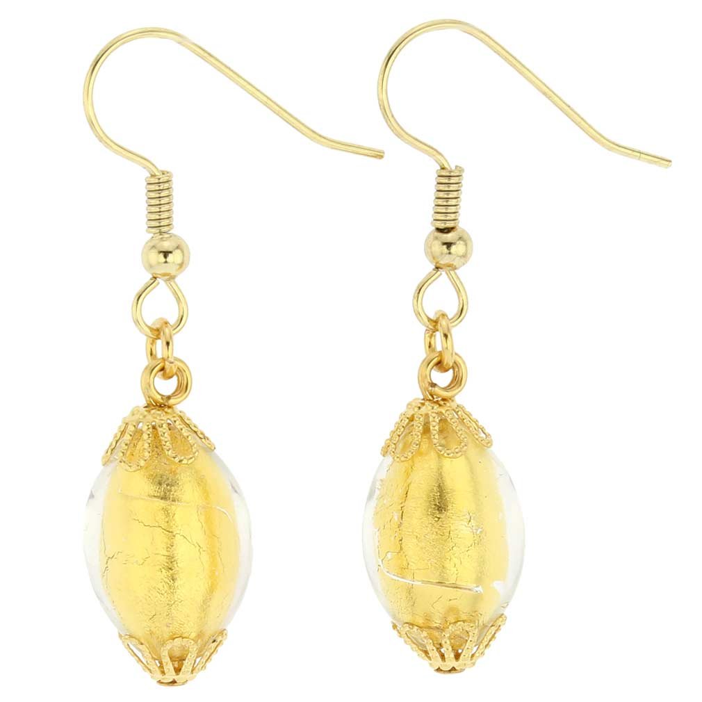 Venetian Murano Glass Olive Earrings - Handmade Liquid Gold Jewelry for Women | Perfect Gift for Weddings, Parties & Special Occasions