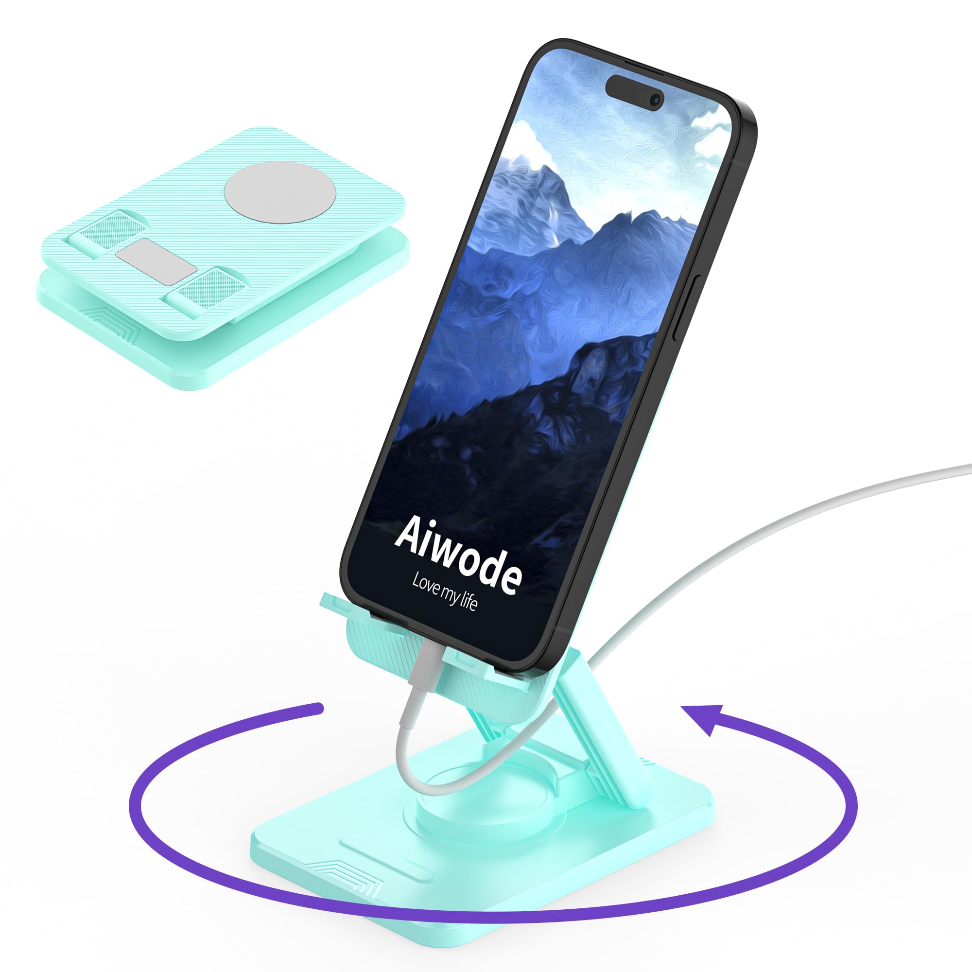 360° Rotating Phone Stand for Desk - Foldable & Portable for iPhone, Samsung (4-8