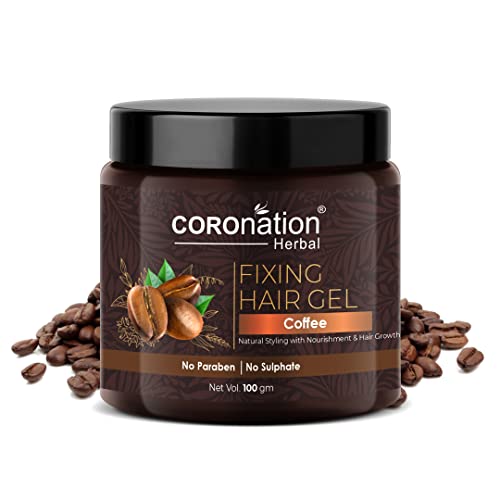 Coronation Herbal Coffee Hair Gel for Men & Women - Natural Nourishing & Styling with Strong Hold | Promotes Hair Growth & Strengthening | Perfect for Daily Styling, Curly Hair & Frizz Control