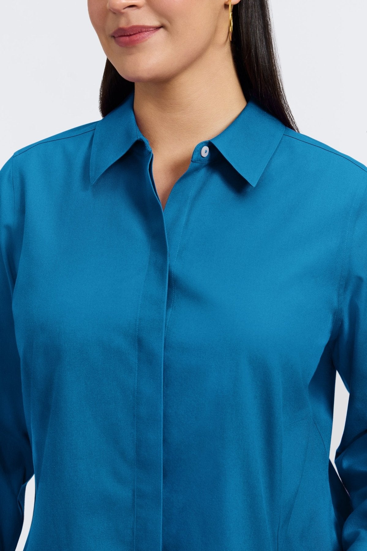 Cici Plus Wrinkle-Free Pinpoint Long Sleeve Tunic Shirt for Women - Perfect for Office Wear & Casual Outfits
