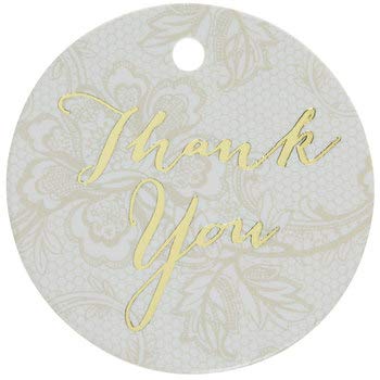 24-Pack Round Lace Thank You Tags for Weddings, Bridal Showers & Special Events - Elegant Favor Gift Tags for Party Decorations & DIY Crafts