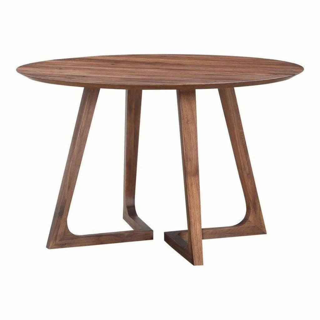 47 Inch Round Brown Mid Century Modern Dining Table - Perfect for Small Spaces, Kitchens, and Cozy Dining Rooms