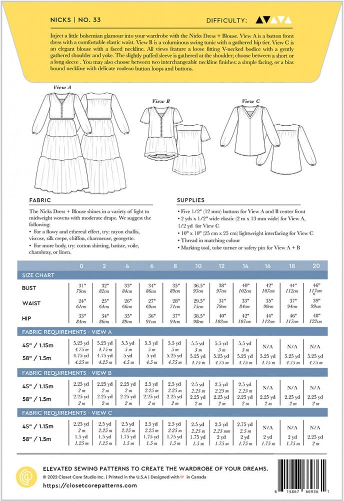 Nick's Women's Dress and Blouse Sewing Pattern - DIY Fashion Design for Casual Wear & Special Occasions