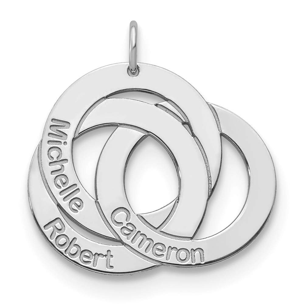 10k White Gold Personalized 3 Name Circle Charm Pendant - Custom Engraved Jewelry for Family, Couples & Friends - Perfect for Anniversaries, Birthdays & Gifts