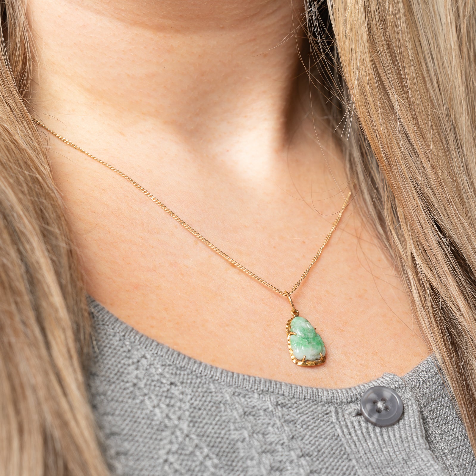 4.00ct Hand-Carved Buddha Jadeite Pendant Necklace - Natural Green Gemstone Jewelry for Meditation, Spiritual Protection & Fashion Accessories
