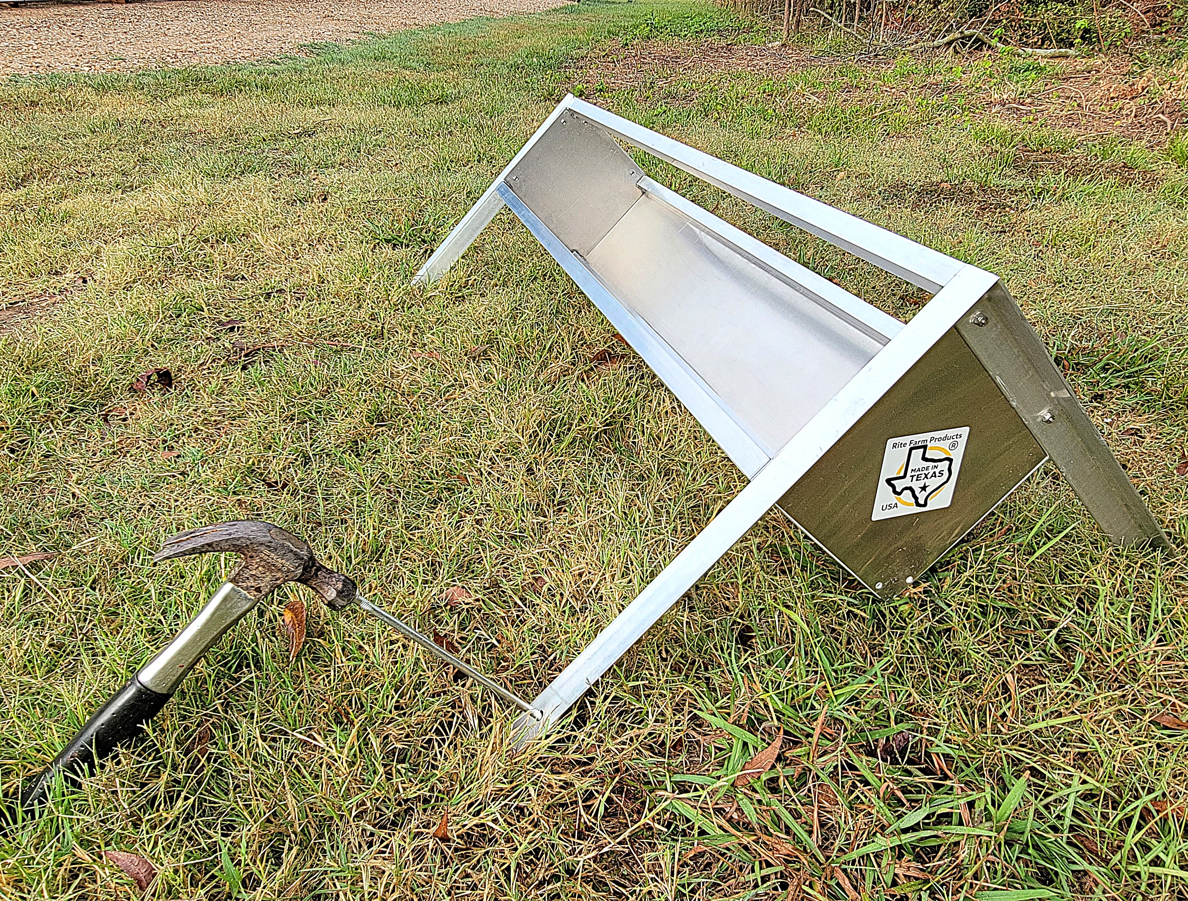 48 Inch 4 Ft Heavy Duty Welded Aluminum Sheep & Goat V Trough Feeder with Ground Anchors - Durable USA Made Livestock Feeder for Pasture, Farm & Ranch Use