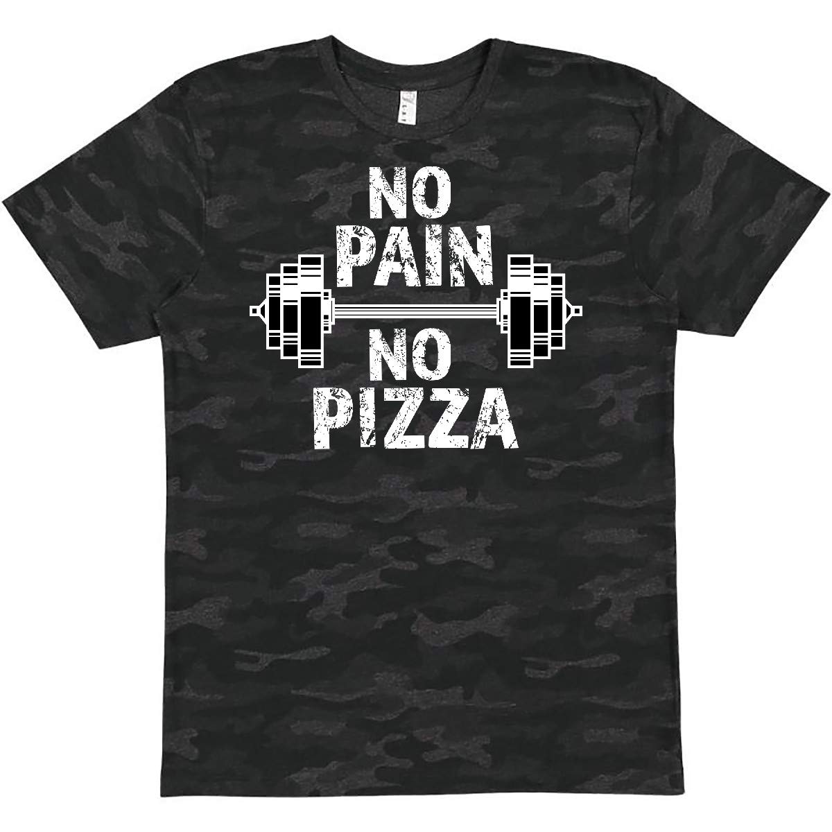 Inktastic No Pain No Pizza with Weights Funny Gym Workout T-Shirt for Men & Women - Perfect for Fitness Enthusiasts, Weightlifting, and Pizza Lovers