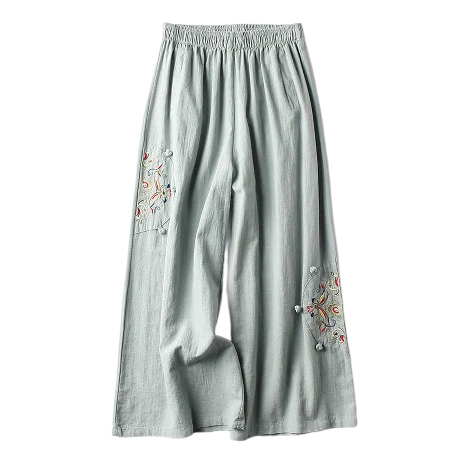 Women's Linen Palazzo Pants - Summer Fashion Low Waist Lounge Pants with Slim Fit for Office & Casual Wear | Breathable Comfort for Work, Travel & Relaxation