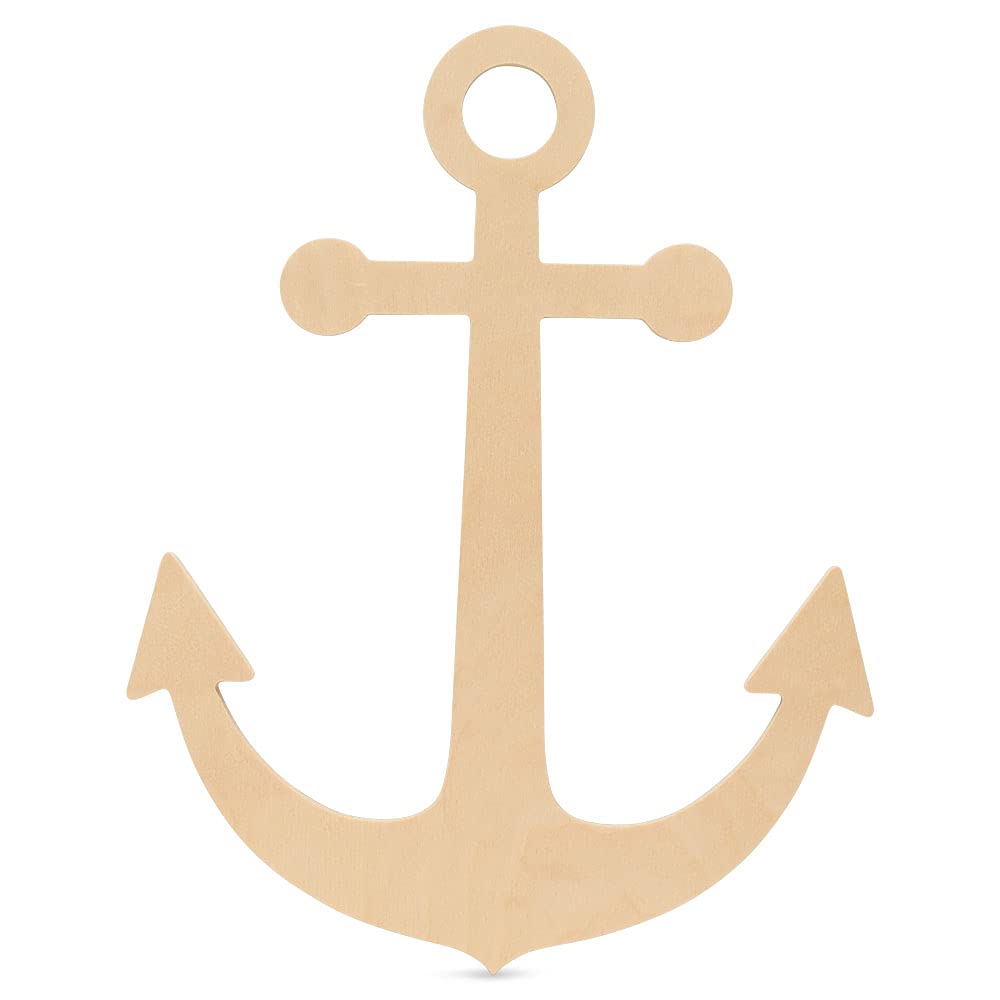 16 Inch Unfinished Wooden Anchor Cutouts - Pack of 25 DIY Craft Wood Shapes for Summer Beach Nautical Decor, Home Decoration, Wedding Party Favors & Scrapbooking Projects