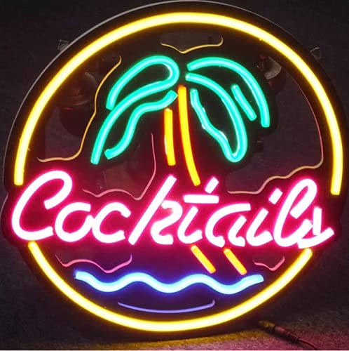 24x24 Inch Vivid LED Neon Sign - Cocktail Palm Tree Beer Wall Decor Light, Super Bright & Cute for Bars, Restaurants, and Home Decoration