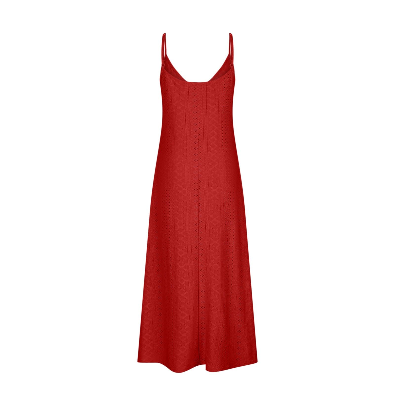 2024 Women's Boho Flowy Maxi Dress - Sleeveless Spaghetti Strap Summer Beach Dress with Ruffle Details | Casual Long Dress for Vacation, Pool Party & Outdoor Date Night