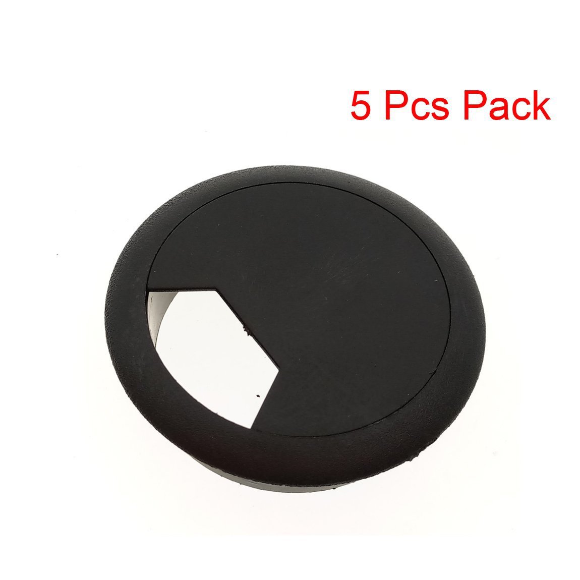 2 Inch Desk Hole Cord Grommet - Black Plastic Wire Organizer for Computer & Office Desks - Adjustable Cable Management Cover Plug Cap (5-Piece Set) - Perfect for Home Office, Gaming Setup & Workspace Organization