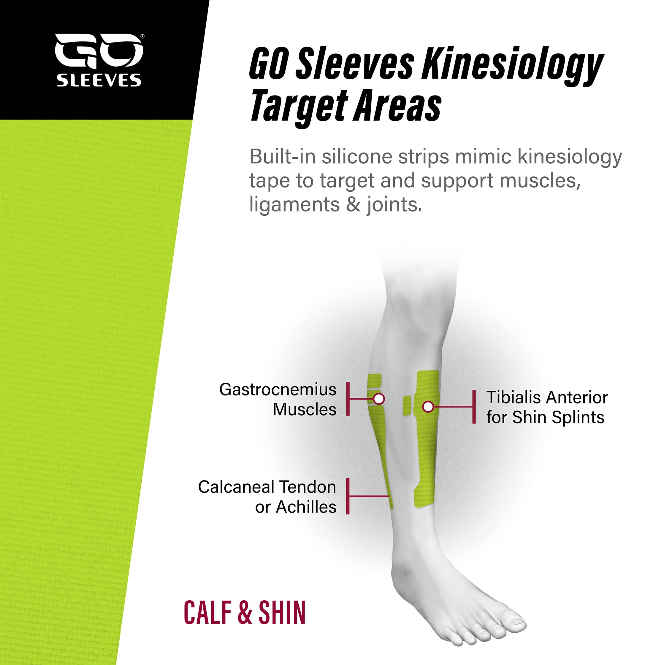 GO Calf & Lower Leg Kinesiology Compression Sleeve - Blue XL Pair (2-Pack) for Running, Sports Recovery & Varicose Vein Relief - Breathable Support for Athletes & Active Lifestyles