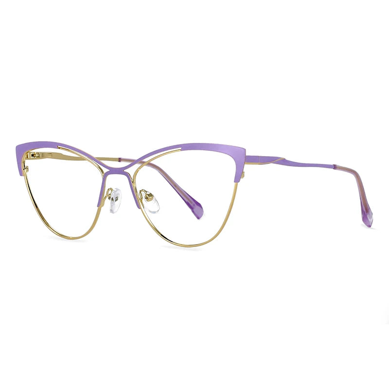 CCspace Women's Full Rim Cat Eye Alloy Eyeglasses Frame 57119 - Stylish Retro Glasses for Women, Lightweight Metal Frame with UV Protection - Perfect for Office, Reading & Fashion Accessories