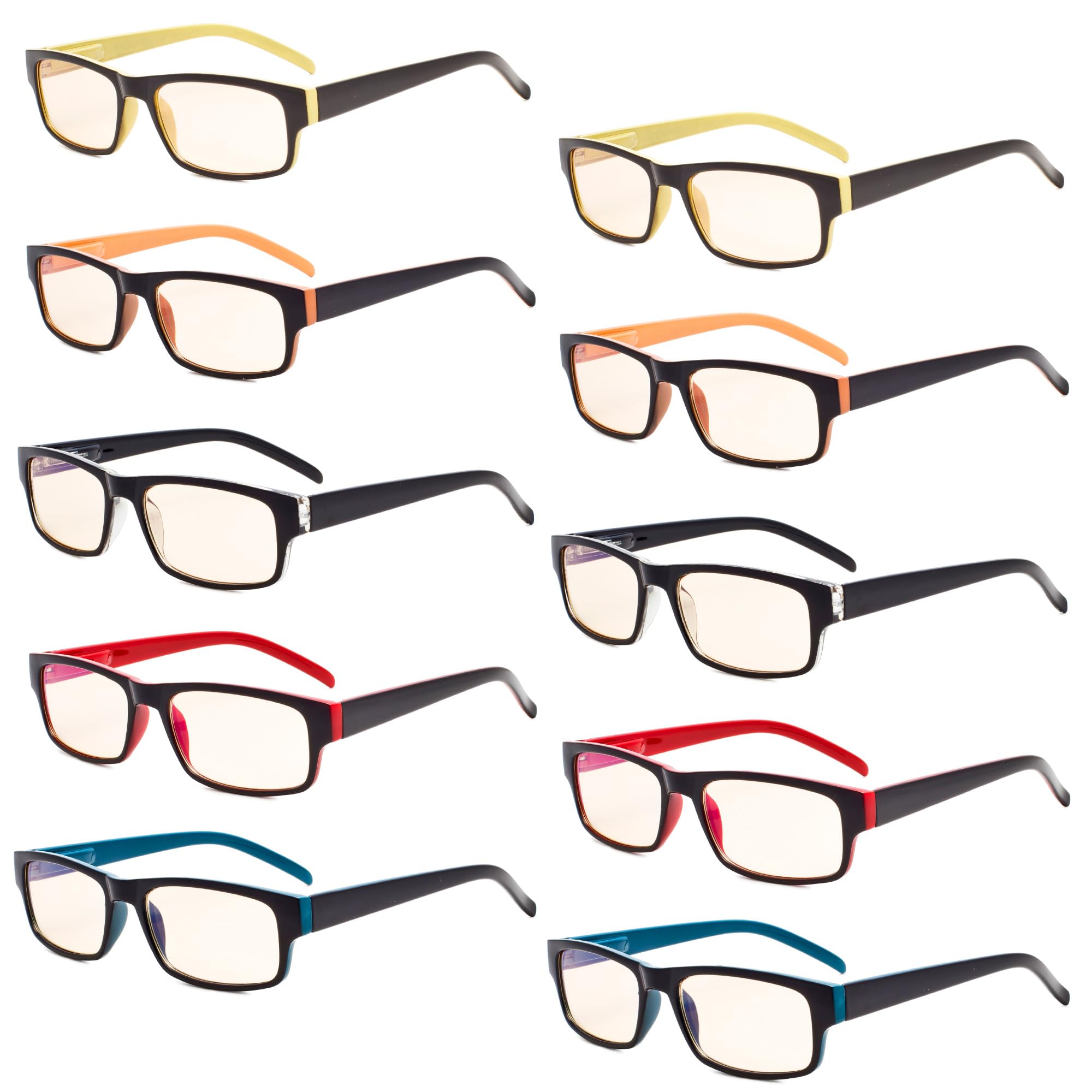 Eyekepper 10 Pack Blue Light Blocking Reading Glasses +4.00 Strength for Women & Men - Anti Glare Computer Glasses for Office Work, Gaming & Screen Time