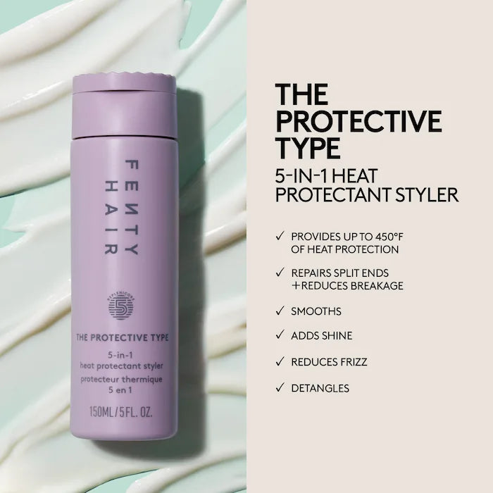 Fenty Beauty 5-in-1 Protective Styling Cream - Heat Protectant, Moisturizer & Leave-In Conditioner for All Hair Types | Perfect for Braids, Twist Outs & Natural Hairstyles