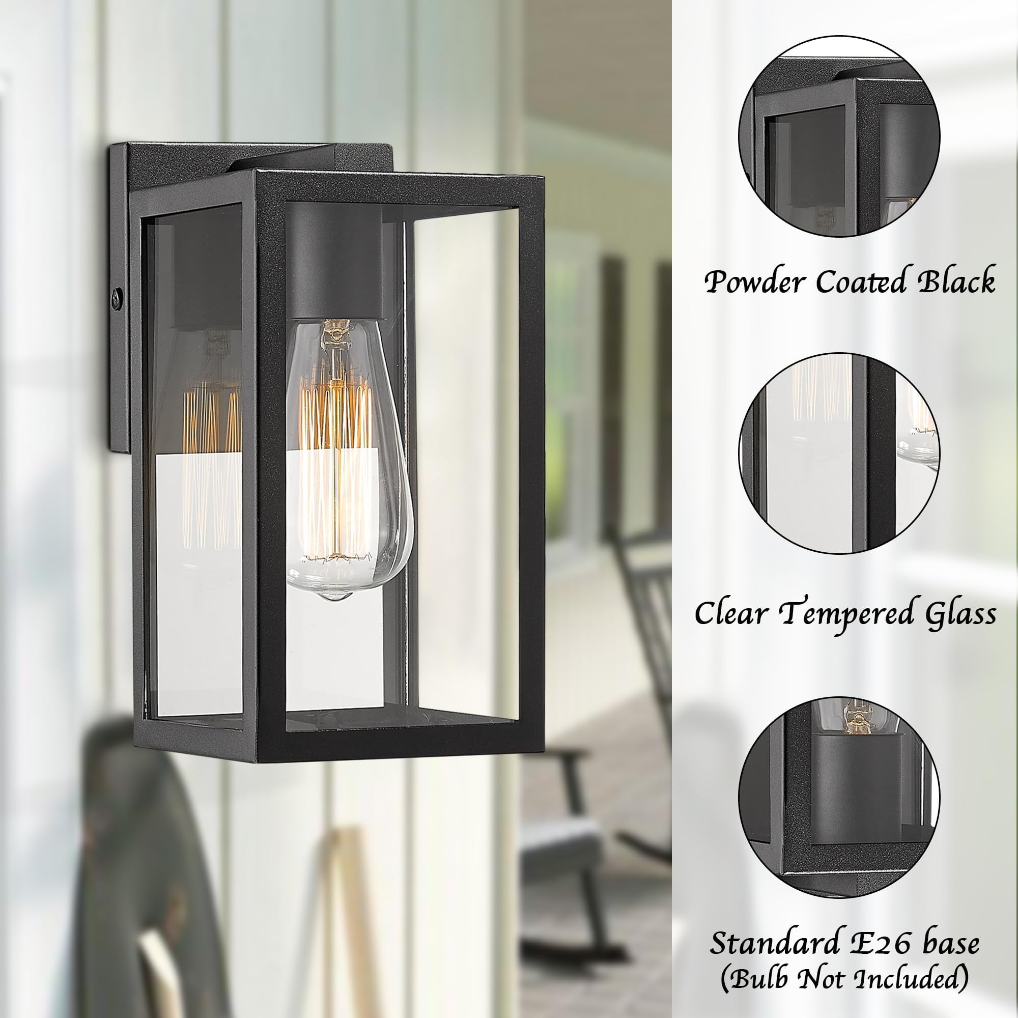 Bestshared Black Outdoor Wall Lanterns - 2 Pack Weatherproof Exterior Wall Sconce Lights for Porch, Patio, Garden, Barn & Storefront - Durable Outdoor Lighting Fixtures for Home & Commercial Use