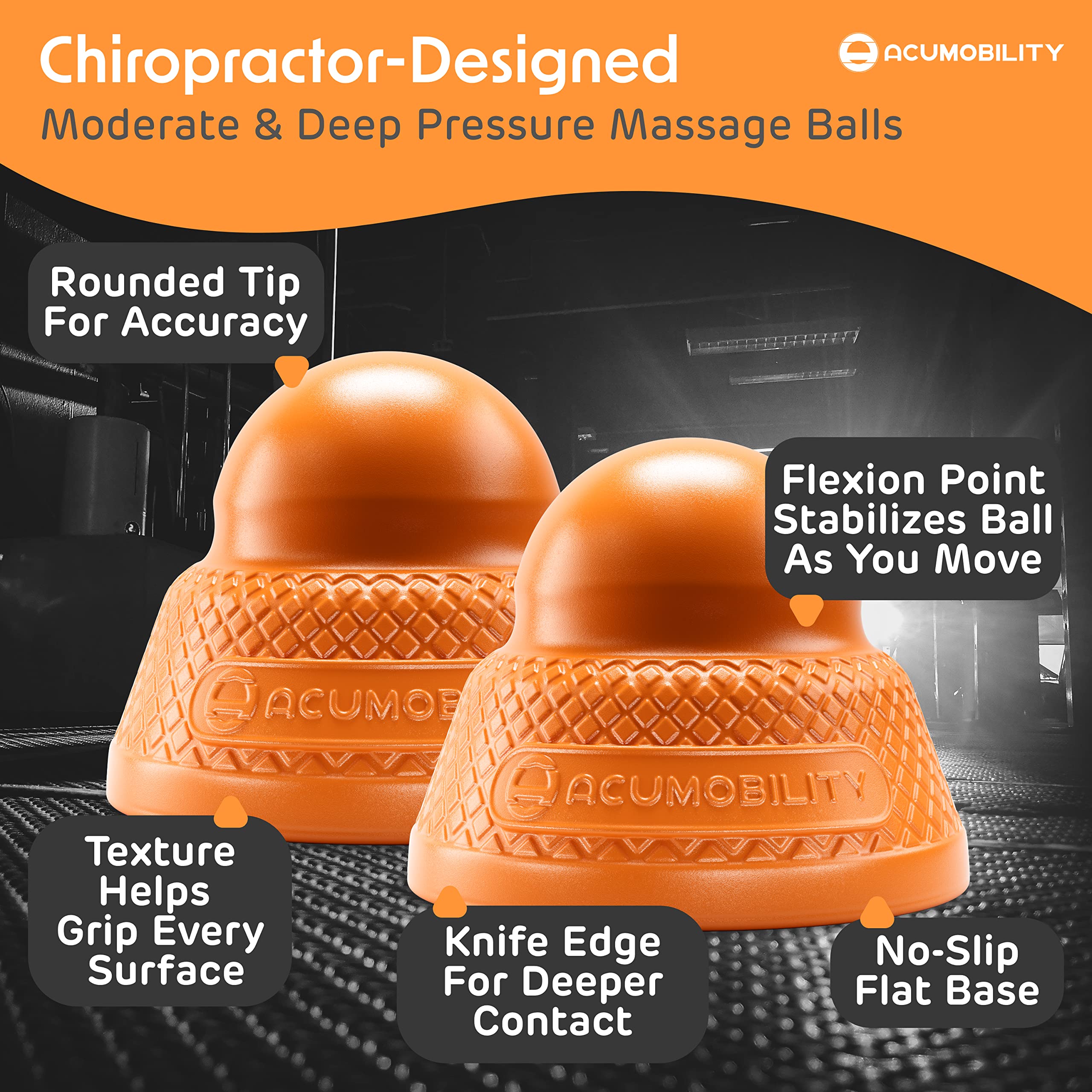 Acumobility Massage Ball Roller 2 Pack - Trigger Point Therapy Ball for Foot, Back & Muscle Pain Relief - Physical Therapy & Deep Tissue Massage Tool - Perfect for Home, Gym & Office Use