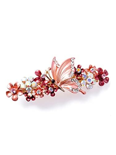 Kairangi Butterfly Hair Clips for Women & Girls - Red French Barrette Hair Accessories for Women (Perfect for Weddings, Parties & Daily Use) - Great Gift Idea for Women & Girls