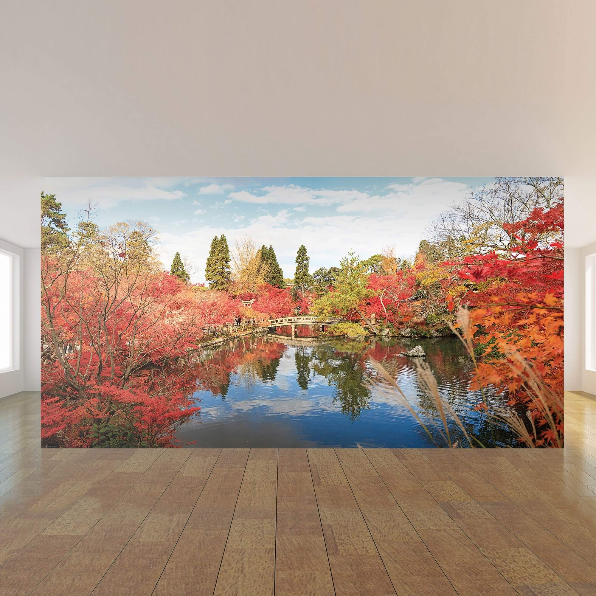 Yellow and Orange Autumn Landscape Peel and Stick Removable Wallpaper Mural - Easy DIY Home Decor for Living Room, Bedroom, Nursery or Office