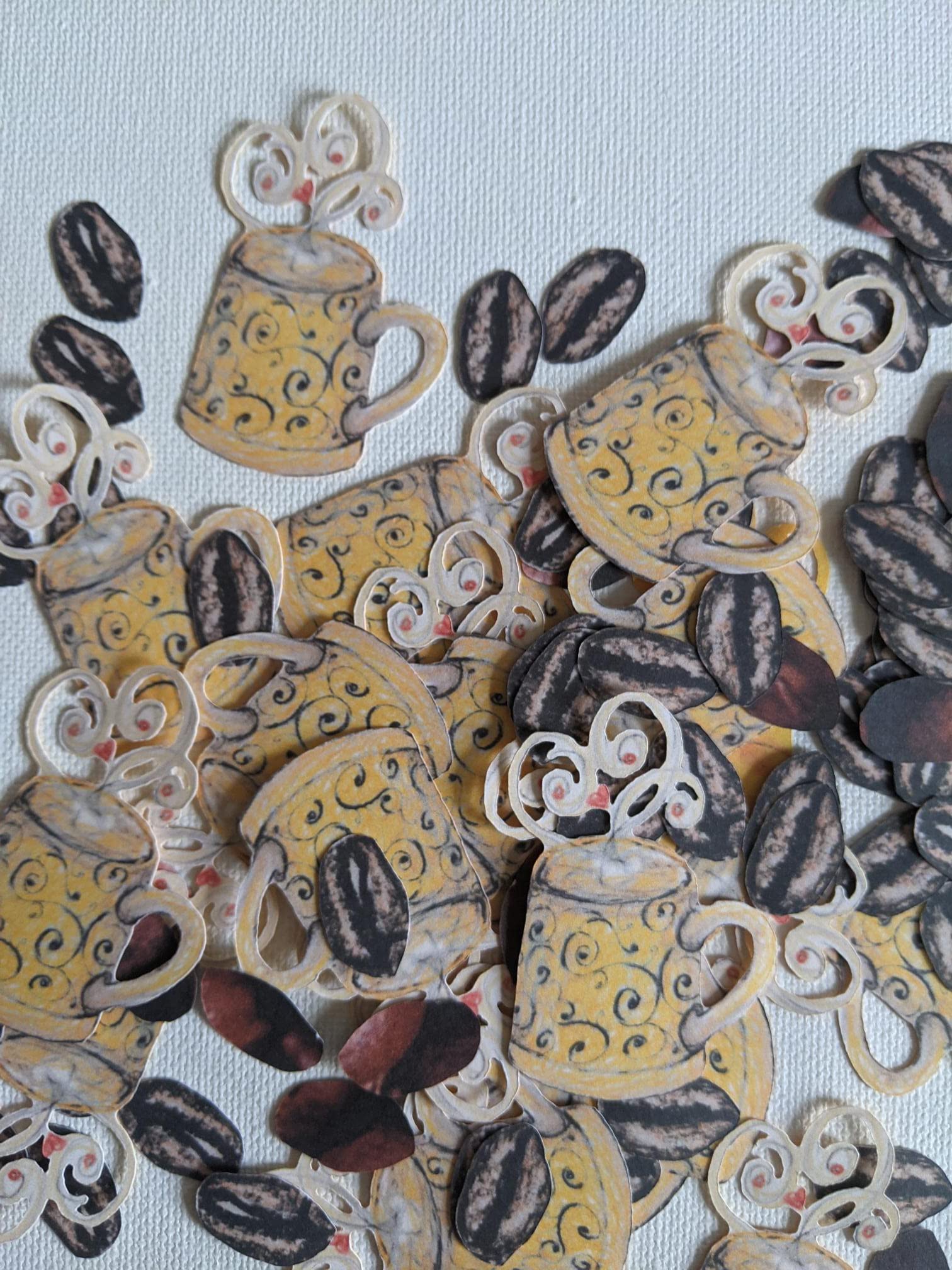 Premium Coffee Cups & Coffee Beans Confetti - DIY Coffee Cup Crafts & Coffee Table Decorations for Home, Parties & Events