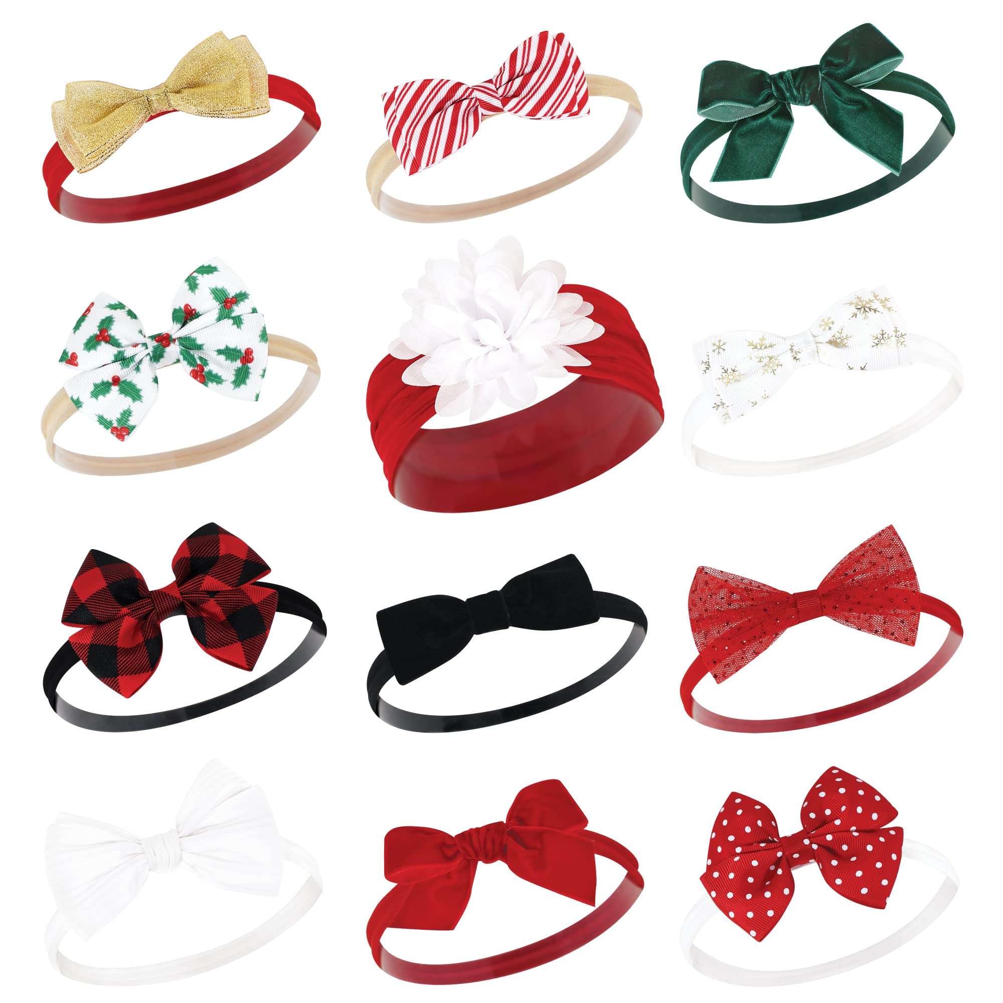 Hudson Baby Cotton & Synthetic Headbands for Newborn to Toddler (0-24 Months) - Soft & Stretchy Hair Accessories for Girls & Boys - Perfect for Everyday Wear, Photos & Special Occasions