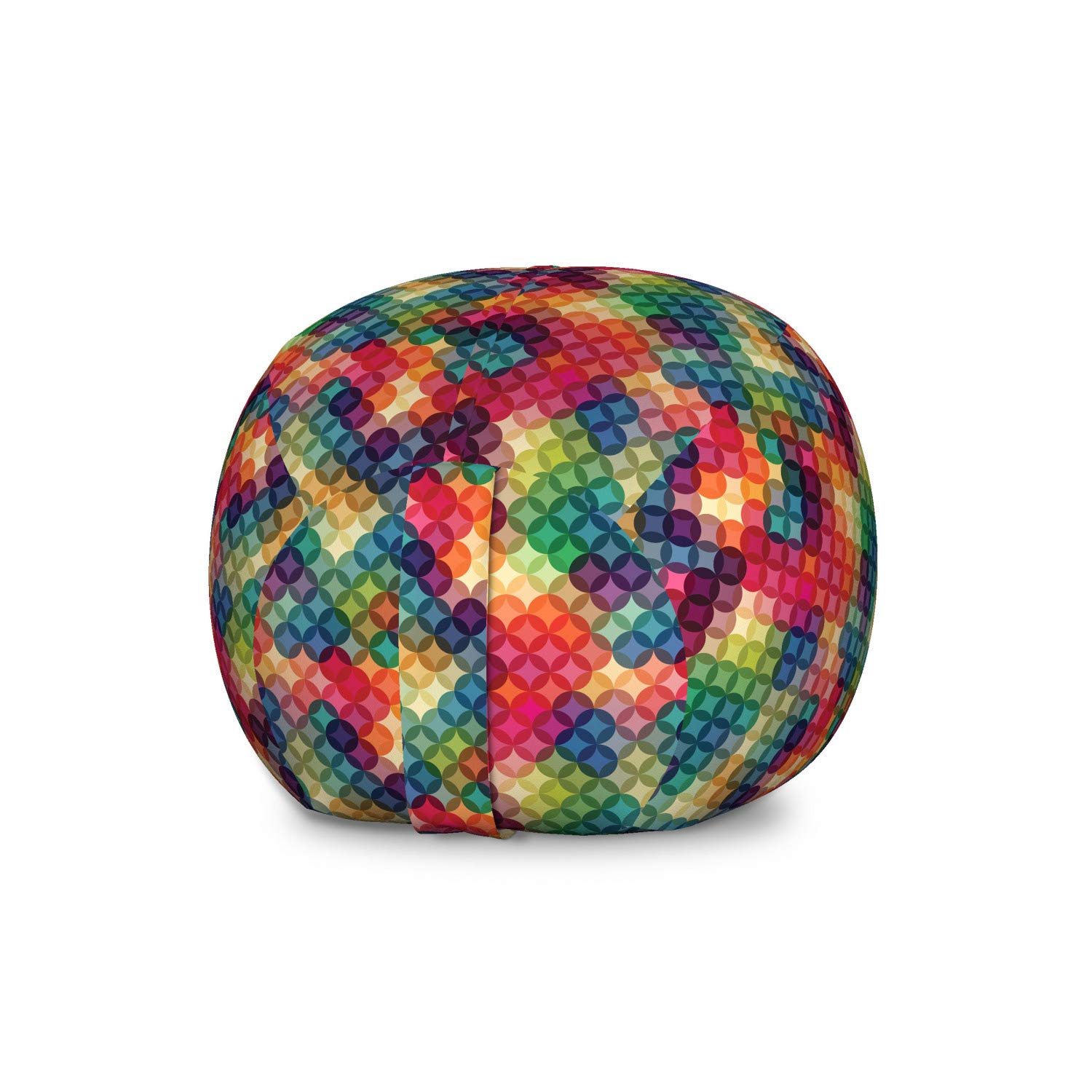 Ambesonne Abstract Storage Toy Bag Chair - Colorful Intertwined Circles Vintage Geometric Design, Large Washable Stuffed Animal Organizer | Kids Room Decor, Playroom Storage, Nursery Organization