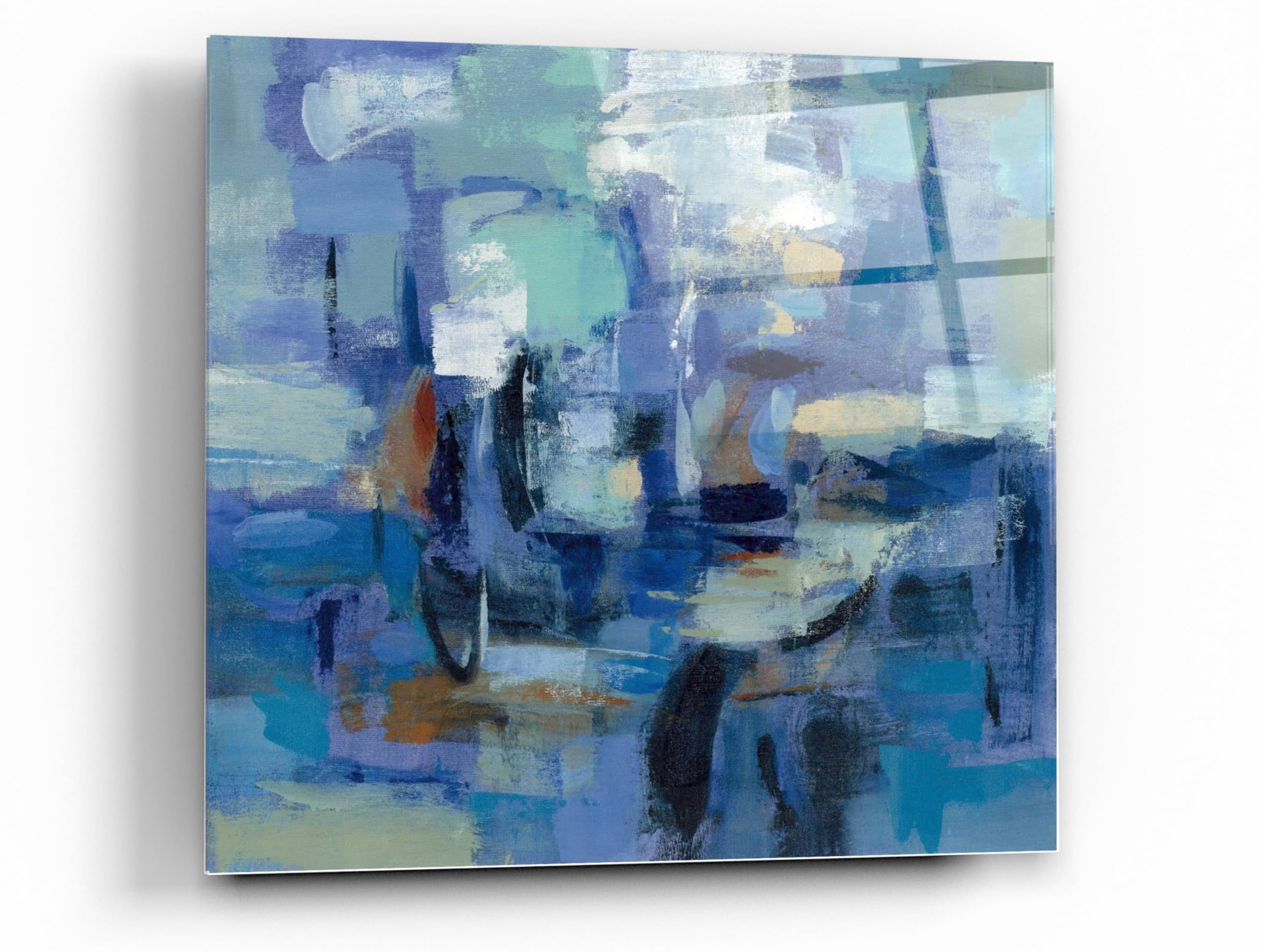 Silvia Vassileva 'Ultramarine Wave II' Acrylic Glass Wall Art - 36x36 Inches Modern Ocean Painting for Living Room, Bedroom & Office Decor