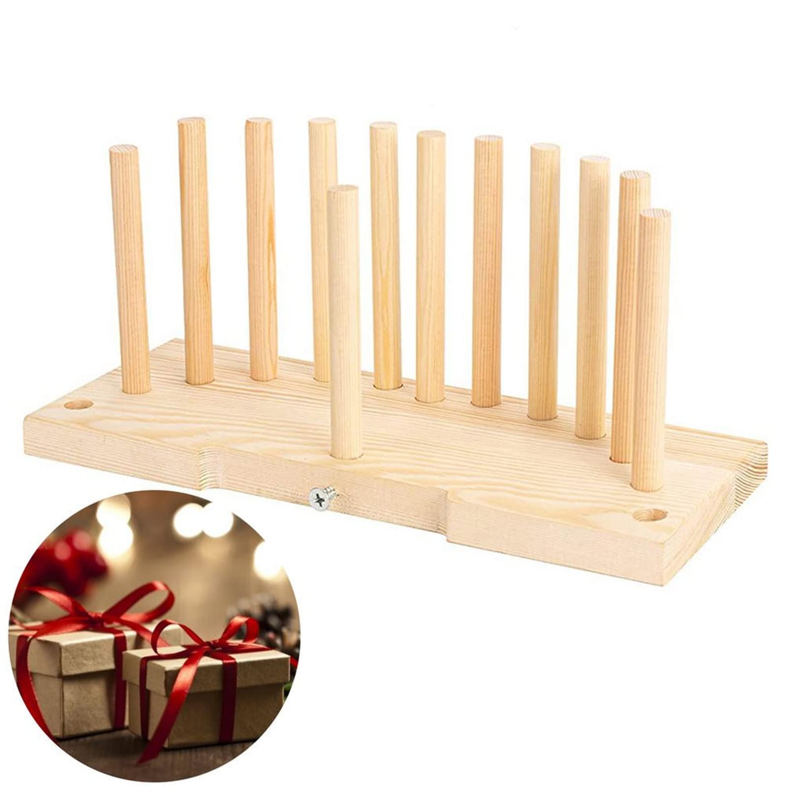 ASkinds Double-Sided Wooden Ribbon Bow Maker Tool - Perfect for Christmas Bows, Gift Wrapping, Party Decorations, Hair Accessories, Corsages & Wreath Making - Includes Step-by-Step Instructions - Ideal for DIY Crafts, Holiday Decor & Handmade Gift Packaging
