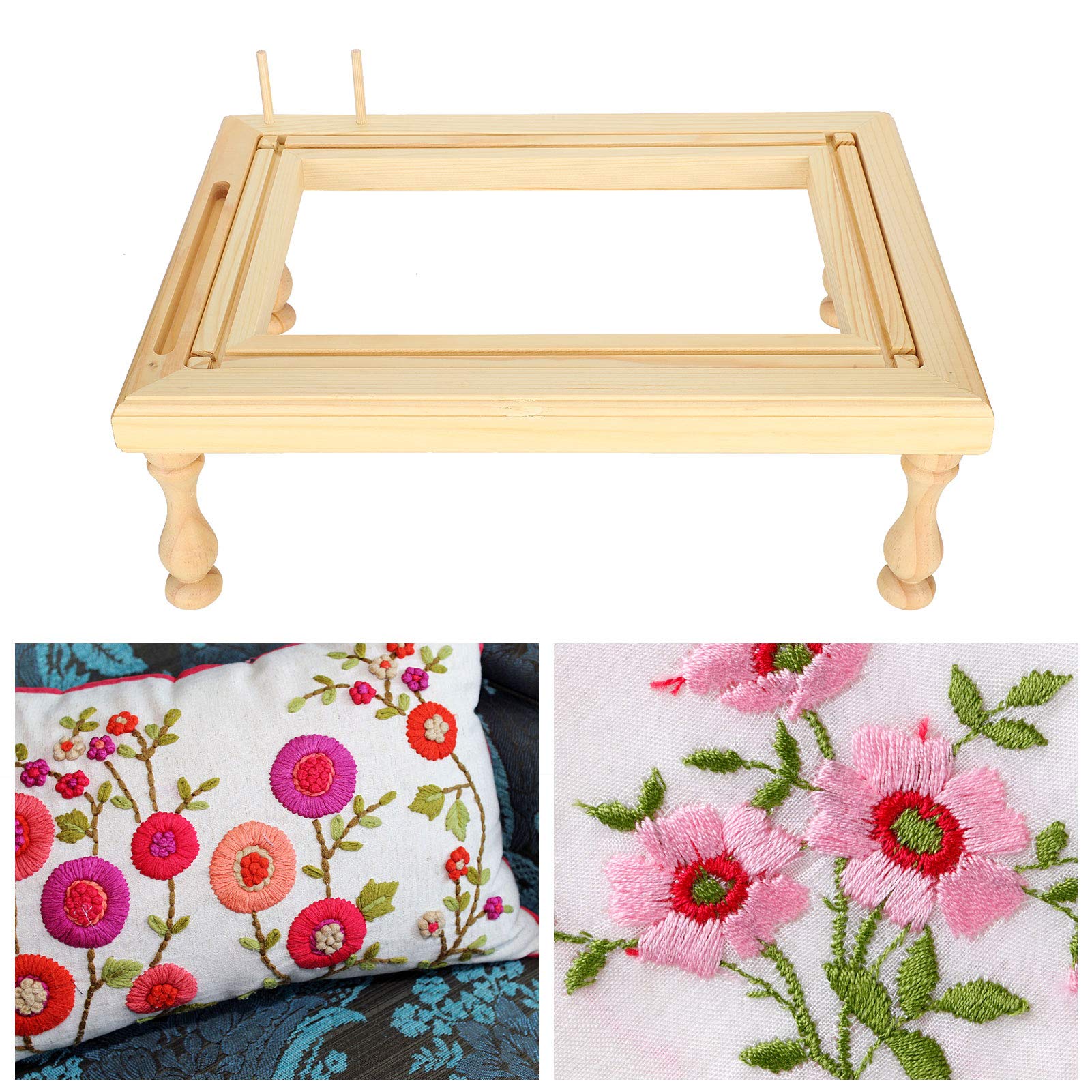 Beech Wood Embroidery Frame Stand - Scroll Quilt Holder for Stitching, Sewing & Craft Projects - Smooth Glossy Finish - Adjustable Size for Adults & Kids - Perfect for Cross Stitch, Needlepoint & DIY Home Decor