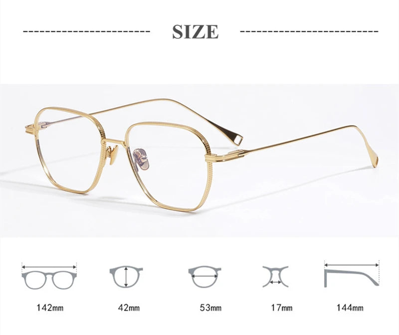 Unisex Black Titanium Square Polygon Full Rim Eyeglasses Frame 49013 - Stylish & Durable for Work, Reading & Fashion Accessories