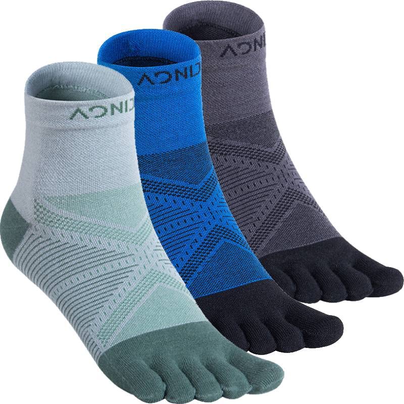 AONIJIE Running Socks for Men & Women - Coolmax High-Performance Five Toe Athletic Socks for Marathon, Trail Running & Workouts - Breathable & Cushioned Ankle Socks