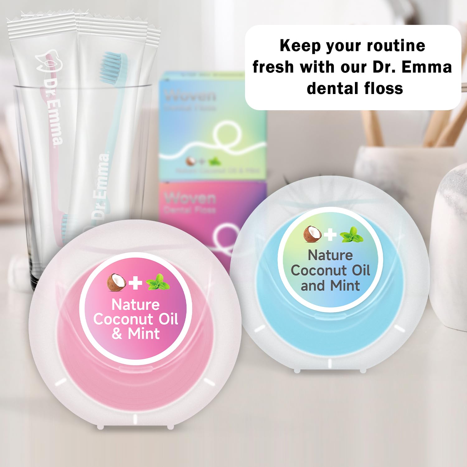 **Organic Coconut Oil Infused Expanding Dental Floss | Mint Flavored, 33 Yards (Pack of 2) | Gentle Oral Care for Sensitive Gums, Teeth Cleaning & Fresh Breath – Perfect for Travel & Daily Hygiene**