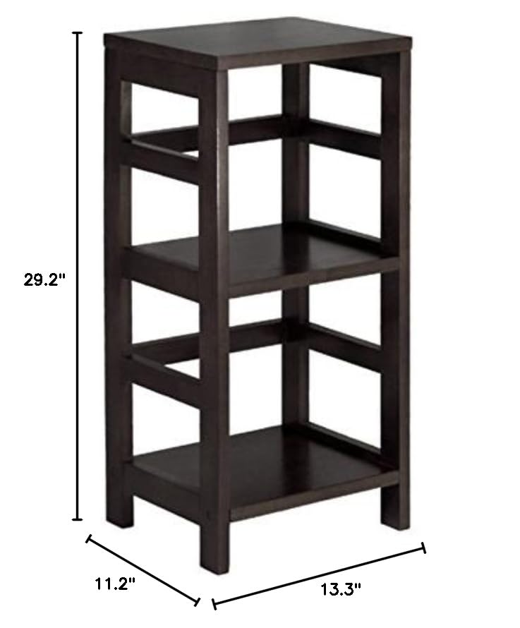 Ergode Wood Omaha Storage Rack with 2 Foldable Baskets - Black Finish Sturdy Shelves for Easy Assembly | Perfect for Bedroom, Bathroom, Kitchen & Office Organization (92314-VV)