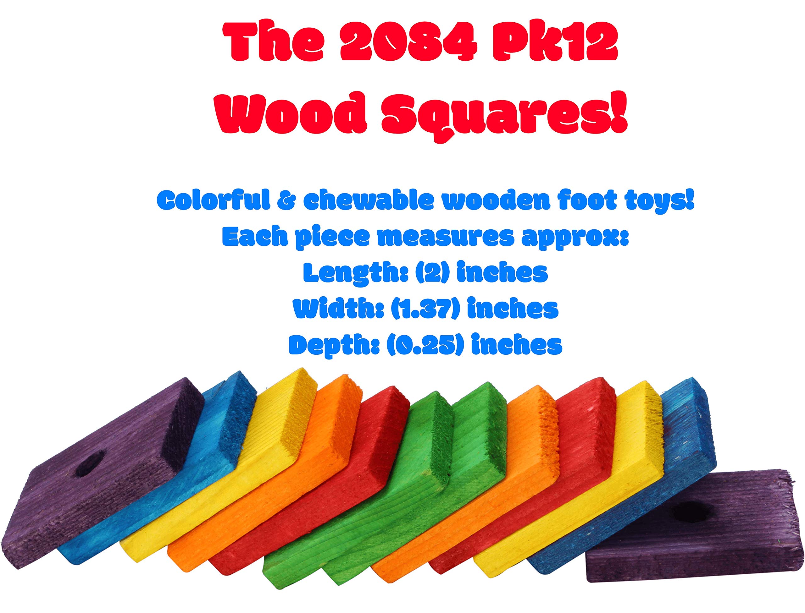 Bonka Bird Toys 2084 - 12 Pack Wooden Chew Toys for Parrots, Cockatiels & Small Birds - Safe & Fun Bird Enrichment for Cages & Play Gyms
