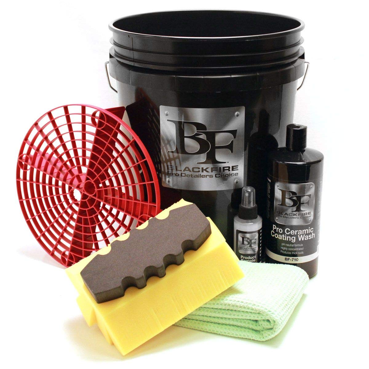 Blackfire Pro Ceramic Wash Bucket Kit - Premium Car Detailing Bucket with Grit Guard & Handle - Perfect for Car Washing, Detailing & Ceramic Coating Maintenance (2 Pack)