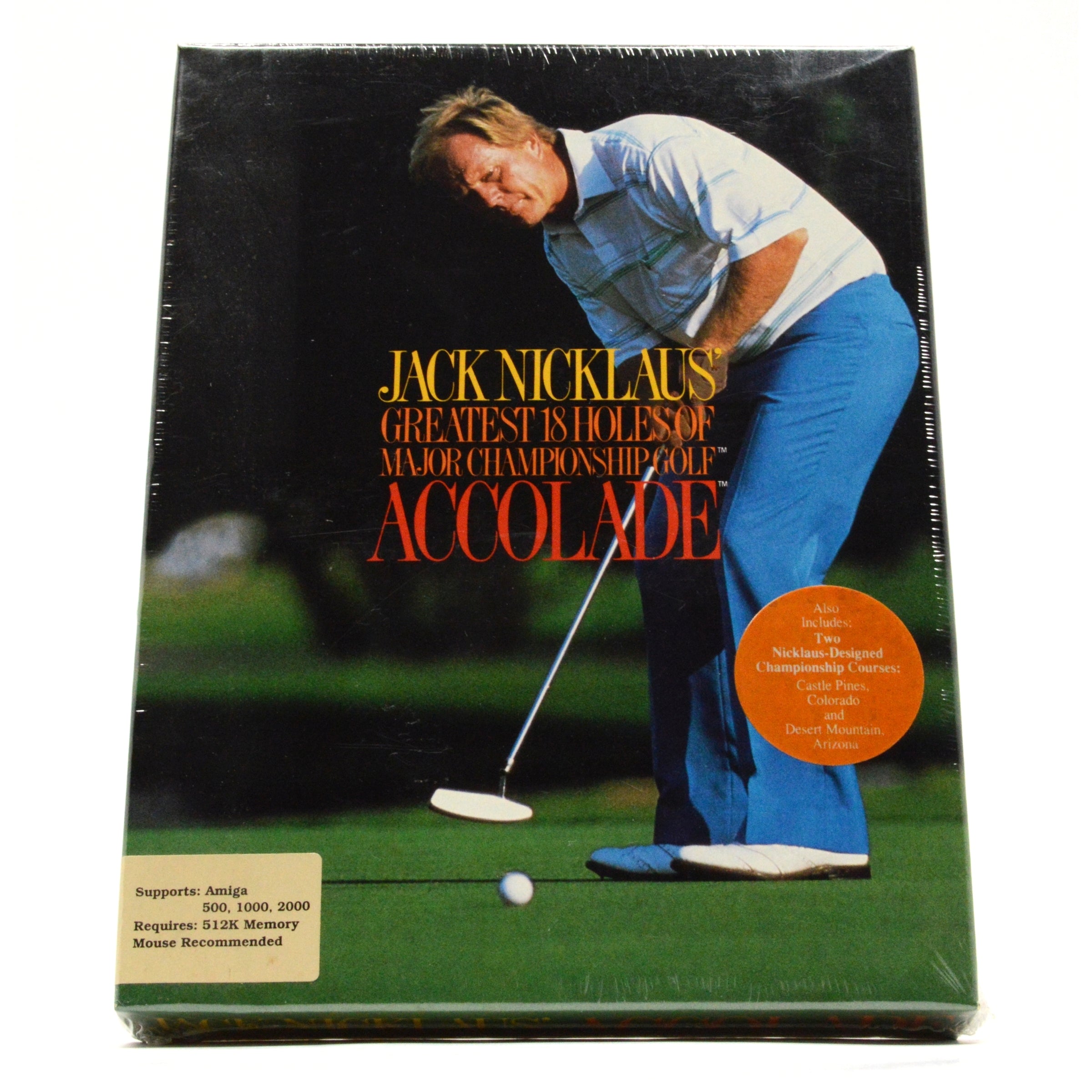 New & Sealed AMIGA 512K Jack Nicklaus Greatest 18 Holes of Golf Computer Game - Vintage PC Sports Simulation for Retro Gaming Enthusiasts