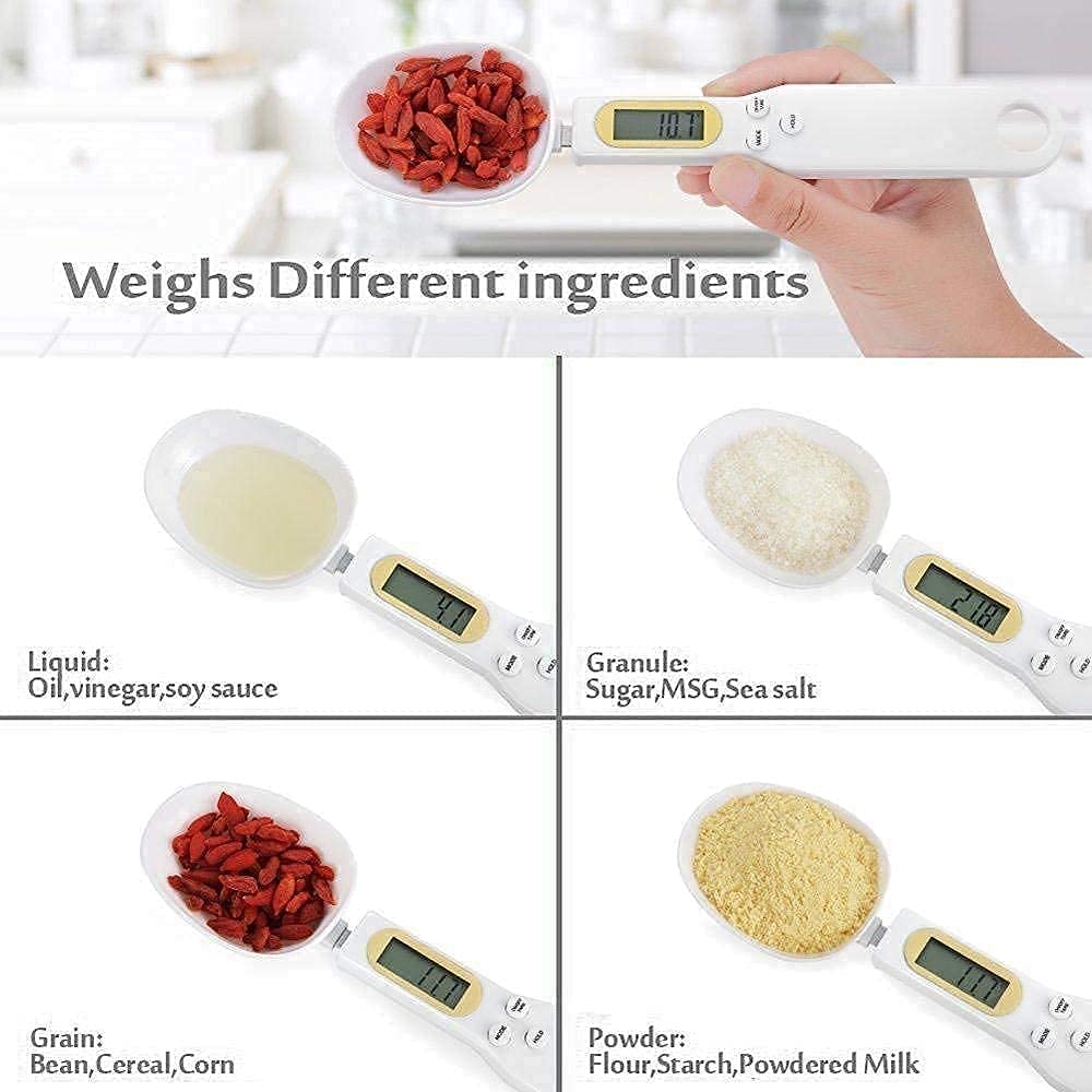 CUZWAVE Digital Kitchen Spoon Scale - 1.1lb/500g/0.1g Precision LCD Display for Measuring Cooking Ingredients | Perfect for Baking, Meal Prep & Portion Control