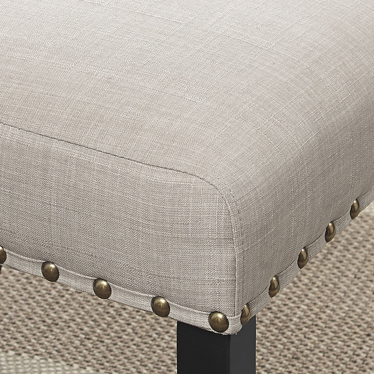 Roundhill Furniture Biony Fabric Bar Stools with Nailhead Trim, Set of 2, Tan - Perfect for Kitchen Islands, Breakfast Bars & Home Decor