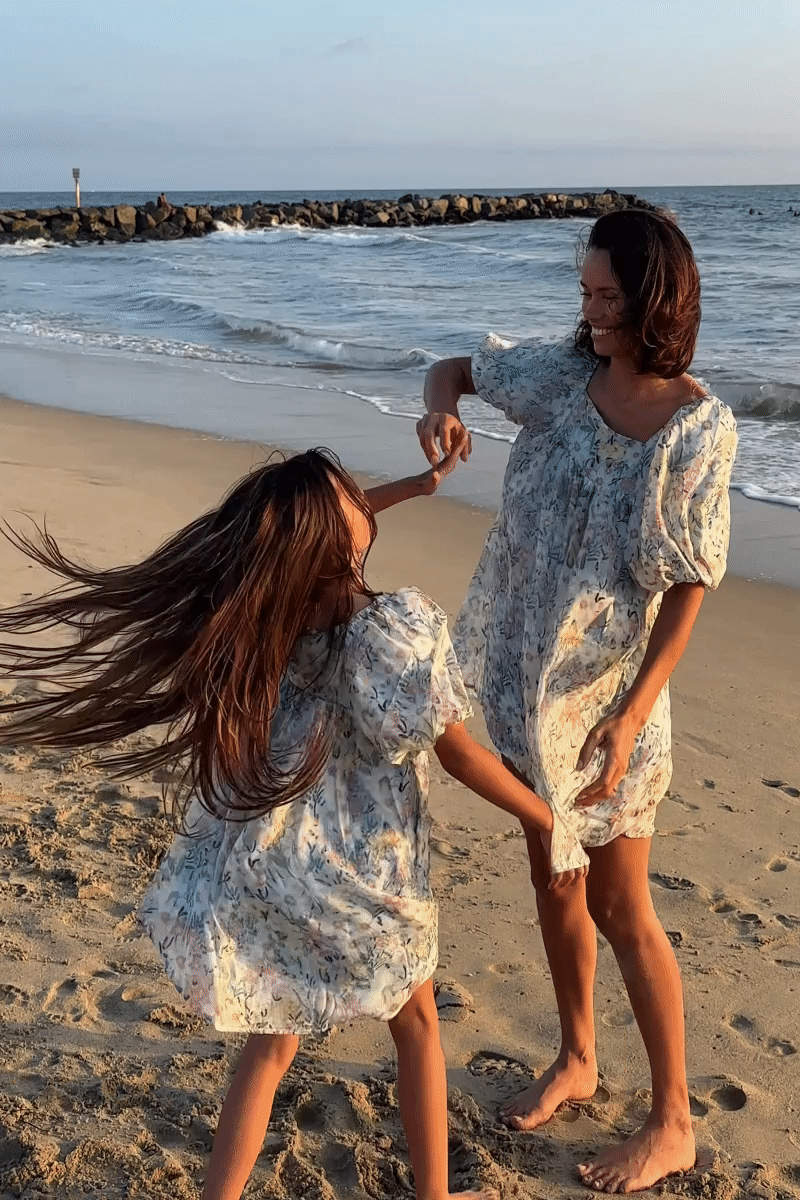 Elegant Floral Organza Puff Sleeve Dress for Women - Summer Wedding Guest Dress, Garden Party Outfit, Formal Occasion Wear